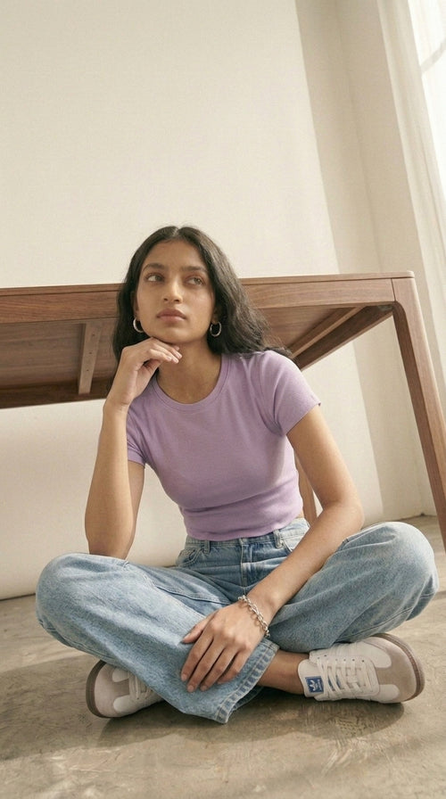Hallberd women's fitted crop top in soft 100% cotton, 180 GSM