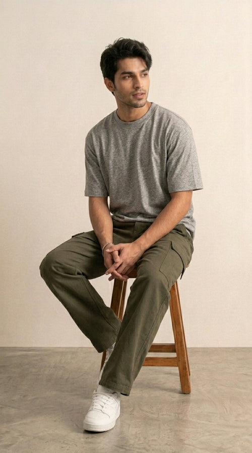Hallberd oversized plain t-shirt in heavyweight 100% cotton, 240 GSM, with dropped shoulders