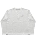 White Henley waffle knit Front Design