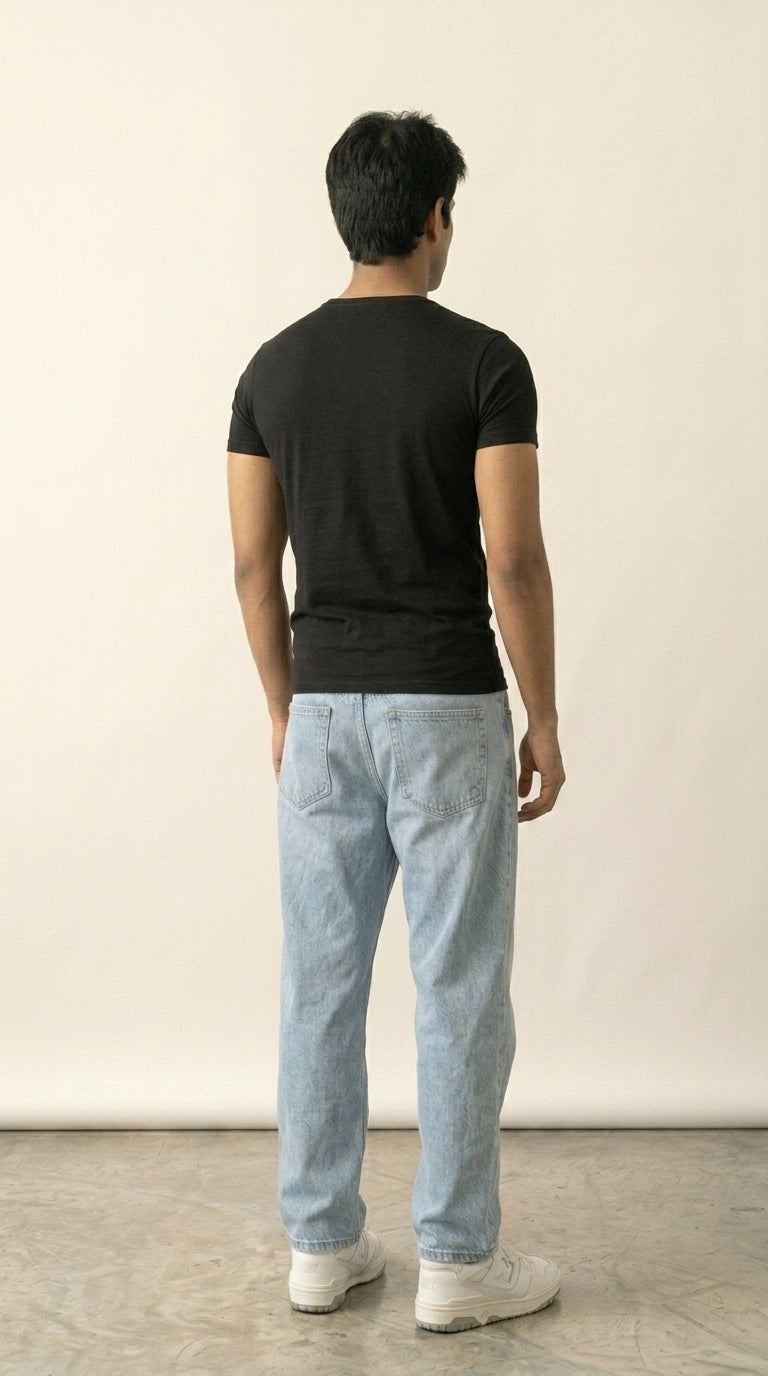 Black Cotton Stretch Tee