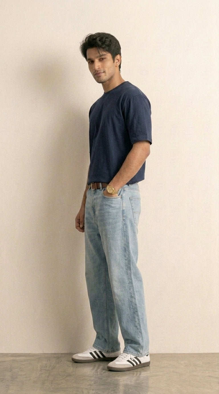 Navy Unisex Basics Oversized Tee