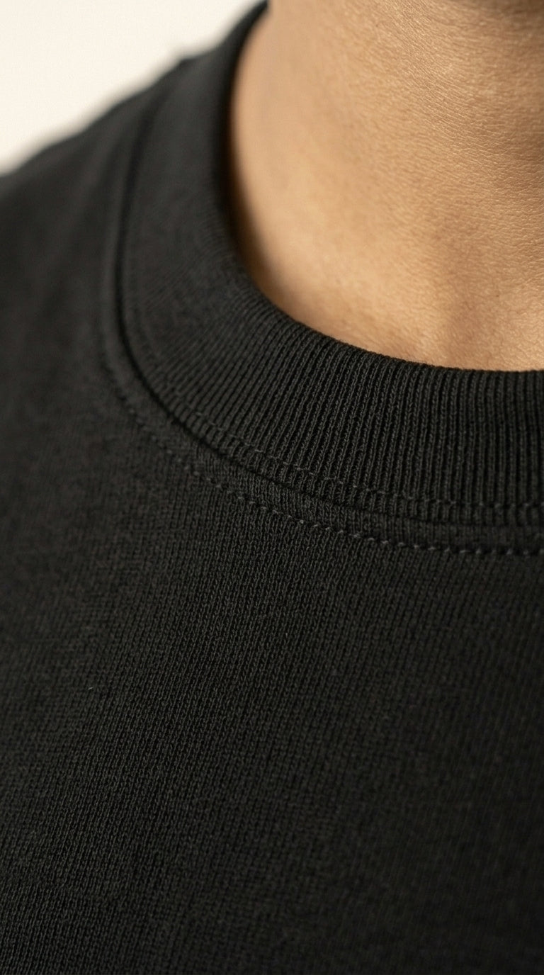 Black Cotton Stretch Tee