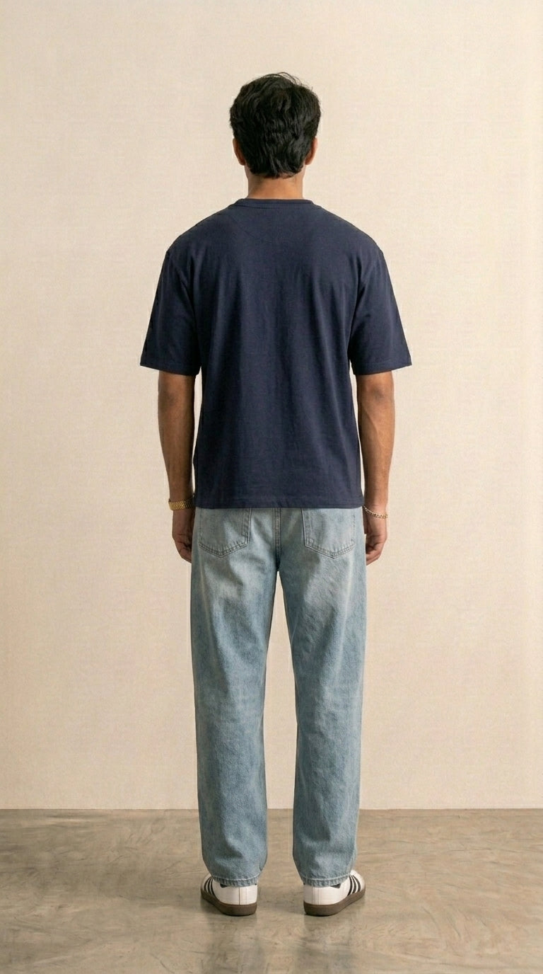 Navy Unisex Basics Oversized Tee