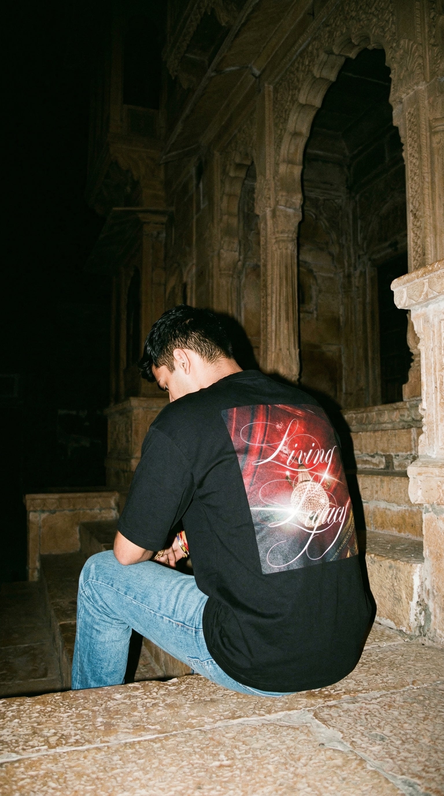 The Foundation oversized graphic t-shirt 
front — Hallberd Legacy Line unisex white tee India